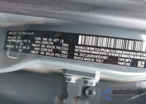 2017 Jeep Renegade Limited Fwd из США, поврежденный, VIN ZACCJADBXHPE41667